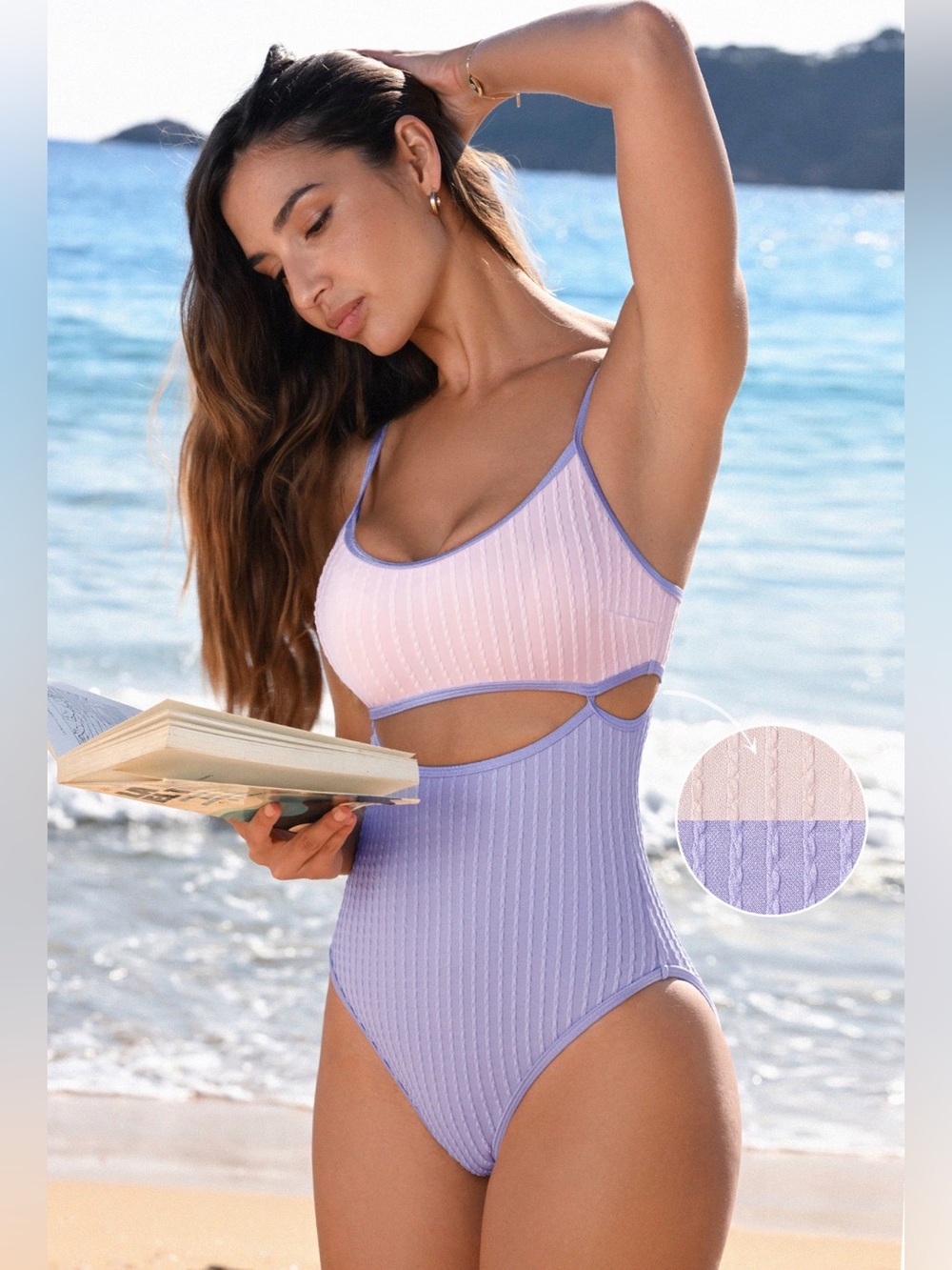 NWT CupShe Cutout One-Piece Swimsuit in Lavender - size M